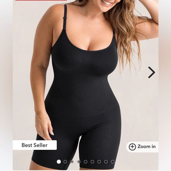 Shapermint Essentials AllDayEveryDay Scoop Neck Mid-Thigh Bodysuit Black 2XL NWT - Picture 1 of 8